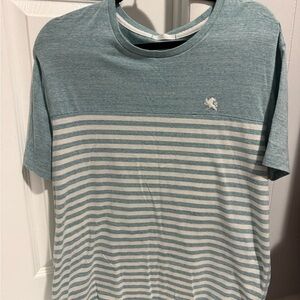 Express Teal and White Striped Short Sleeve Tee